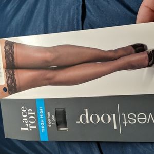 Lace top thigh high hose-new